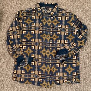 Eddie Bauer Geometric Blue and Gold Men's Shirt